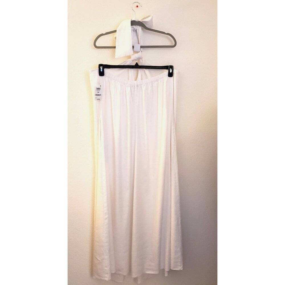 INC White Halter Neck Linen Blend A-Line Maxi Dress Pockets 3X NWT MSRP $129 - Picture 4 of 11